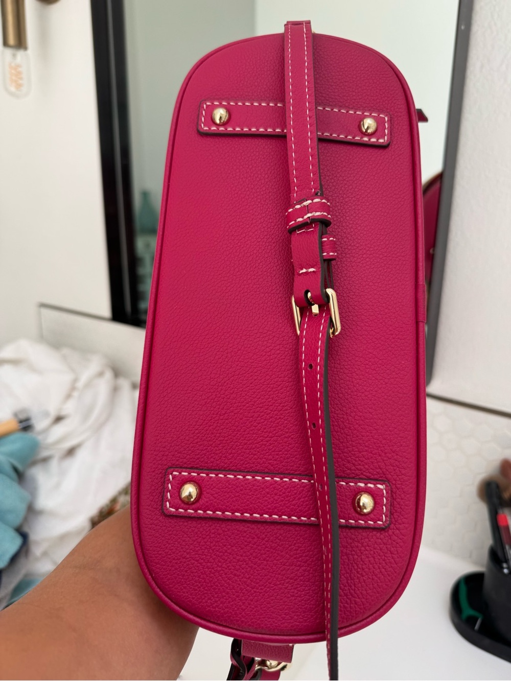 Dooney & Bourke Fuchsia Dome Satchel with Gold Plaque Lmted Edition Certificate - Picture 12 of 13